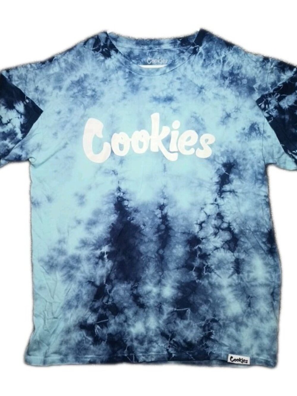 Cookies SF Blue Tie Dye T Shirt Mens Large Streetwear Hip Hop Cotton Crew Neck